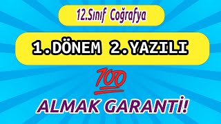 12.Sınıf Coğrafya 1.Dönem 2.Yazılı Cevapları (Meb Örnek Sorular)