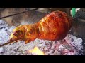 crispy pork belly bbq charcoal grilling pork knuckle and pork intestines cambodian street food