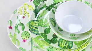 Tropical Melamine oval platter, dinner plate and salad plate, salad bowl