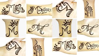Easy "M" name mehndi design. latest "M" letter mehndi tattoo. "M" tattoos.