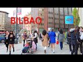 [4k]Let's walk through Bilbao city center, which is very crowded with people and shops, basque city