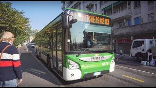 Italy, Milan, bus 87 ride from V.le Rim. Di Greco L.go S.Valentino to Stazione Centrale Via Tonale