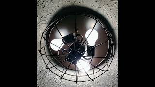 VONLUCE 15 Inch Industrial 3-Light Vintage Metal Cage Flush Mount Ceiling Light, Oil Rubbed Bro...