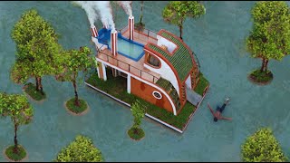 125 Days To Build most Creatively Modern Great Houseboat, Swimming Pool, Water slide (Full Video)