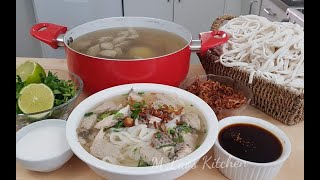 How to make rice noodle fish ball soup วิธีทำ ก๋วยจั๊บญวนลูกชิ้นปลานิล ของลาวฝั่งโขง ເຂົ້າປຽກປານິນ