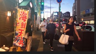 Fukuoka City Walking Tour 4K✨🌃Hirao to Nisseki-dori to Yakuin🌴sunset walk 🧃