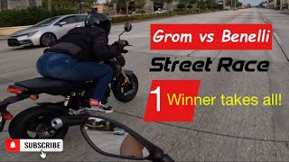 2022 Honda Grom Vs 2022 Benelli 135 (Street Race!)