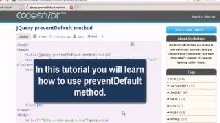 JQUERY Tutorial : jQuery preventDefault method