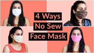 DIY: 4 Ways No Sew Face Mask || How to make face mask from cloth/t-shirt/handkerchief