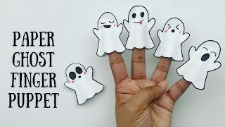 DIY Paper GHOST FINGER PUPPET | Origami Ghost Pencil Topper | Paper Halloween Craft For KIDS / CRAFT