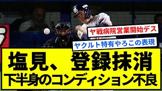 ヤクルト塩見が下半身のコンディション不良で登録抹消【反応集】【プロ野球反応集】【2chスレ】【1分動画】【5chスレ】