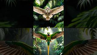 Owl vs Eagle ( House Sparrow, Green Macaw, Albatross, Serinus canaria, Pelecanus, Corvus corax )