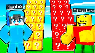 Papá Raro y Estricto vs Escaleras de LUCKY BLOCKS en Minecraft