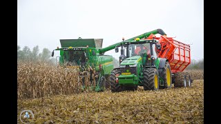 Kukurica / Corn harvest 2020 - John Deere T670i + John Deere 8345R \u0026 Umega