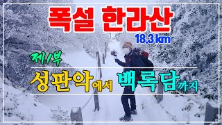 [한라산1부]폭설이 내린 한라산 백록담 산행 | 성판악탐방센터에서 출발해서 백록담까지 오르며 속밭대피소와 진달래대피소 그리고 사라오름의 환상적인 설경소개