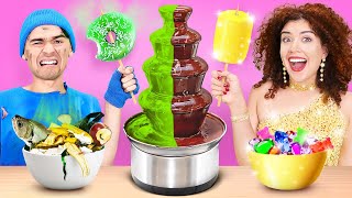 Chocolate Fountain Fondue Challenge || Rich VS Poor Food by 123 GO! GLOBAL