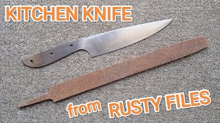 Making Kitchen Knife from Rusty Files Steel - Shaping