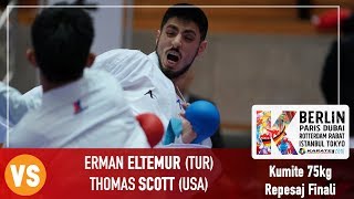 Erman Eltemur (TUR) - Thomas Scott (USA) | Repesaj 75kg | K1 Premier Lig Berlin 2018 | #Karateturk