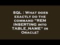 SQL : What does exactly do the command 