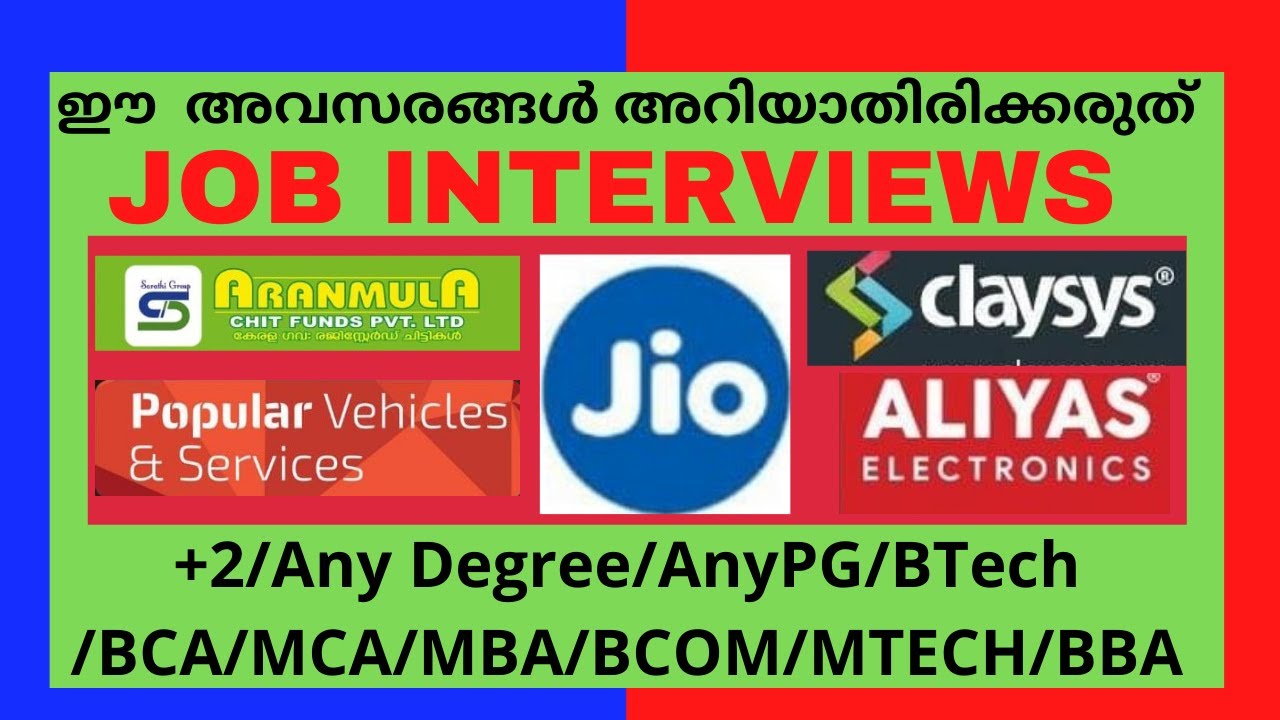 Kerala Company Jobs- Freshers& Experience-+2/Any Degree/AnyPG/BTech/BCA ...