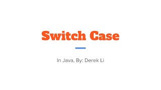 Beginner's Java Tutorial #5 : Switch Case Statements