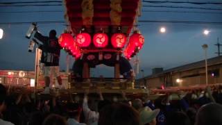 2017年八尾高安夏祭り7月16日 本宮19時41分大竹太鼓台担ぎ合いとサセ