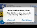 verification required tap continue and sign in to view billing information iphone