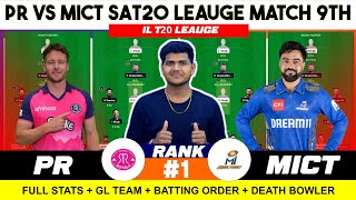 PR vs MICT Dream11, PR vs MICT 9TH T20 Dream11 , Paarl Royals vs MI Cape Town SA20 League DREAM11