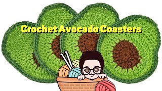 How To Crochet Avocado Coasters | Crochet Step by Step Tutorial - Free Pattern!