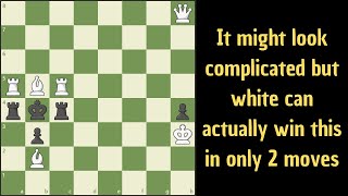 This puzzle is not that easy, mate in 2 moves for white