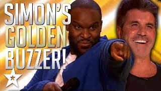 SIMON COWELL'S GOLDEN BUZZER AUDITION For Comedian Axel Blake On Britain's Got T