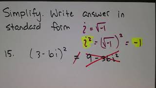 CH 4: 4-6 #15 Multiplying a Complex Number. (Squaring a Complex Number)