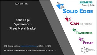 Solid Edge Synchronous Sheet Metal Bracket tutorial