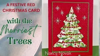 MERRIEST TREES - A FESTIVE RED CHRISTMAS CARD