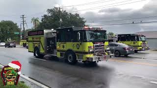 Hillsborough County Fire Rescue Units arriving on scene of a structure fire