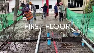 pour concrete first floor /កាងារចាក់បេតុងប្លង់សេជាន់ទ1