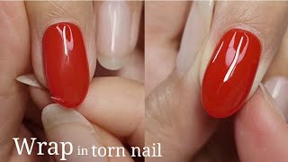 [SUB]찢어진 손톱 젤컬러 지우지 않고 랩핑하는 방법❤️Wrap in torn nail without erasing the gel color #nails #nailart#셀프네일