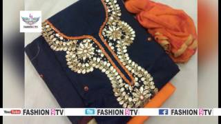 latest designer chanderi neck hand work with price/fashion9tv/price:1450/-