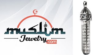 Zamzam Water Infused: Sterling Silver Tube Pendant with Ayatul-Kursi Inscription - MuslimJewelry