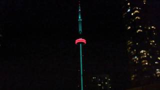 CN Tower LED Light Show at Night - Toronto, Canada