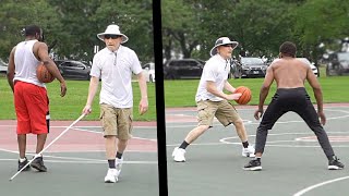 Blind Old Grandpa Plays Basketball At The Park!