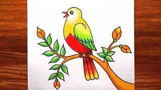 Bird Drawing || How to Draw Bird Scenery for Beginners || Birds Drawing Colour || Creativity Studio.