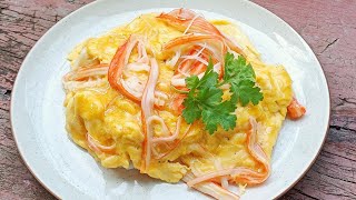 ข้าวไข่ข้นปูอัด จานเดียวทำง่ายใน5 นาที Easy creamy omelette on rice - 5 minutes meal