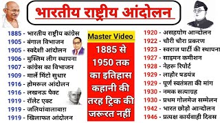 भारतीय राष्ट्रीय आंदोलन Part 1l 1885 से 1950 l Indian National Movement l प्रमुख आंदोलन l