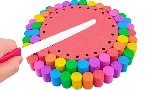 Satisfying Video | How To Make Rainbow Kinetic Sand Two Tier Cake Cutting ASMR