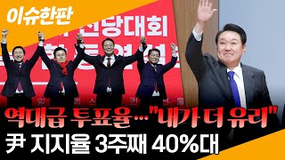 [이슈한판] 역대급 투표율 누구에게 유리할까…윤대통령 지지율 3주 연속 40%대 / 연합뉴스TV (YonhapnewsTV)