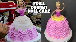 Easy Barbie Doll Cake | Frill Design Doll Cake | How To Make Barbie Doll Cake | Barbie Cake Design