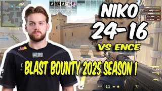 Falcons NiKo (24/16) vs ENCE (Dust2) BLAST Bounty 2025 Season 1 | CS2 POV