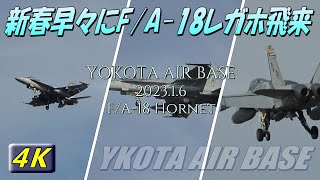 【新年早々にF/A-18レガホ飛来の横田基地】２０２３年１月６日お出迎え