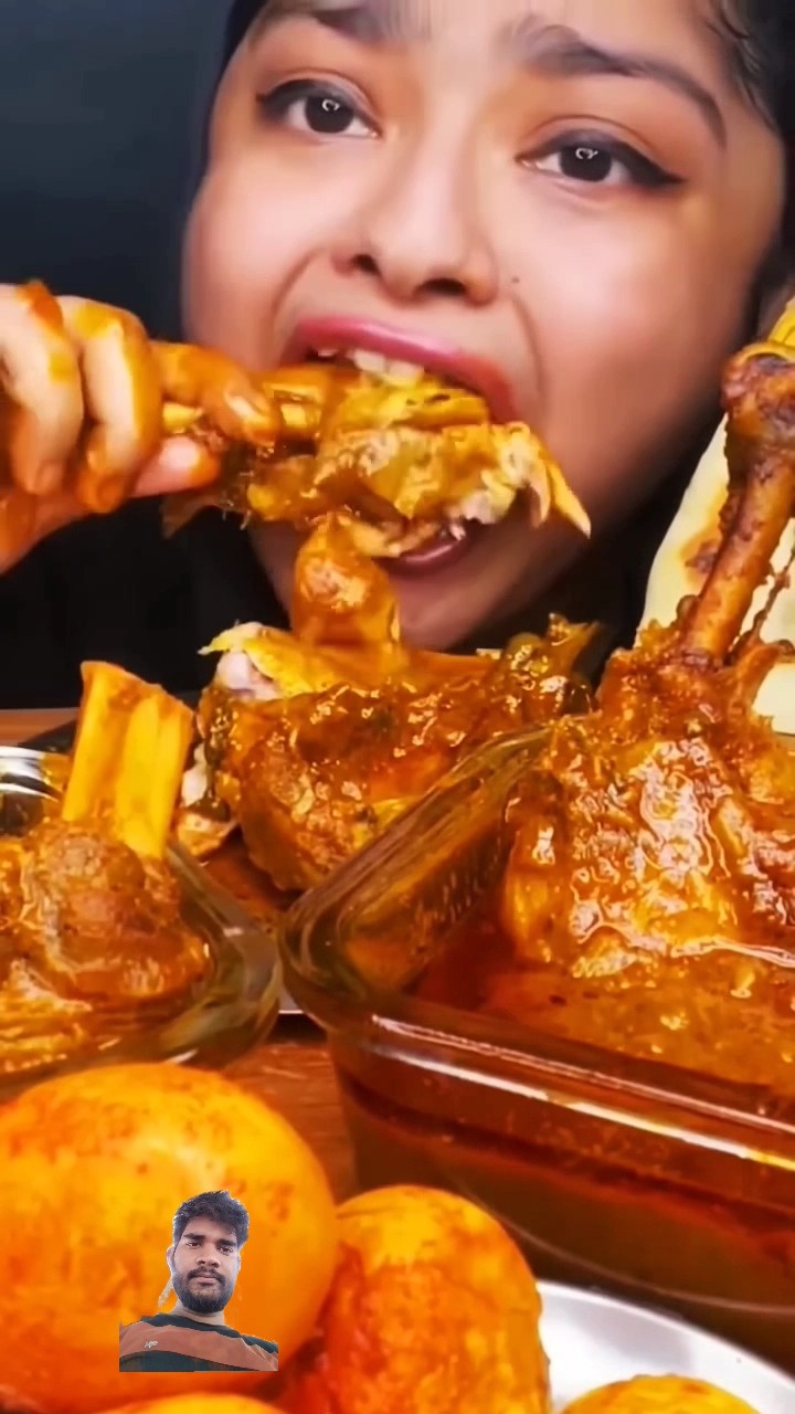 ASMR Eating Spicy Whole Chicken Curry Chicken Curry Rice Fry Egg Roast ...